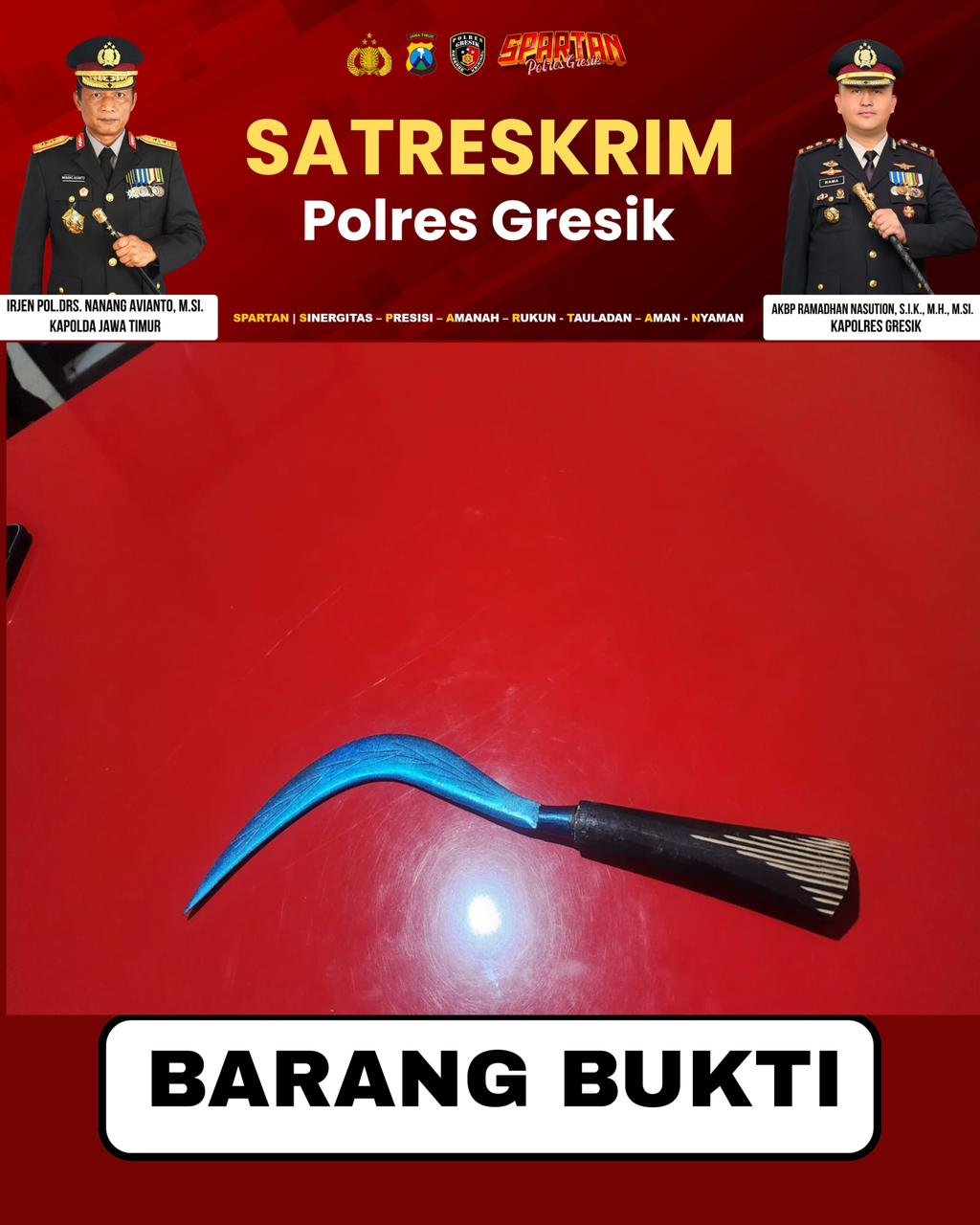 Satreskrim Polres Gresik Ringkus Pelaku Pembacokan di Menganti yang Kabur ke Malang