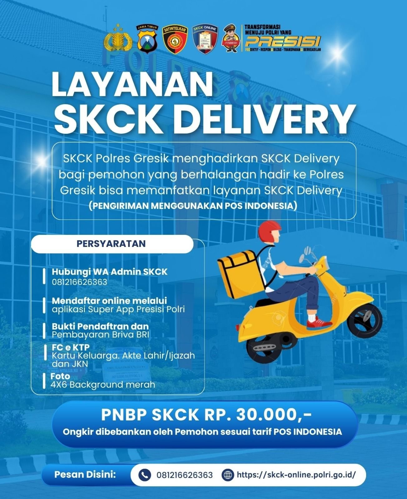 Tinggal Klik dan Tunggu Kurir: Polres Gresik Manjakan Warga Lewat SKCK Delivery